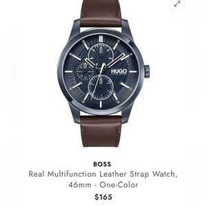 HUGO BOSS $185 Men's Black Dial Watch with Brown Leather Strap NWT